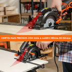 Serra Elétrica Circular Cortex Multiuso, 6 Lâminas Inclusas + BRINDES: Óculos de Proteção e Trena 10 Metros